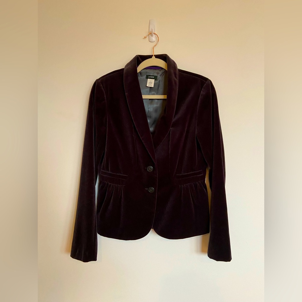 J. Crew Smoky Gray Velvet Blazer, Size 6 Tall (6T)